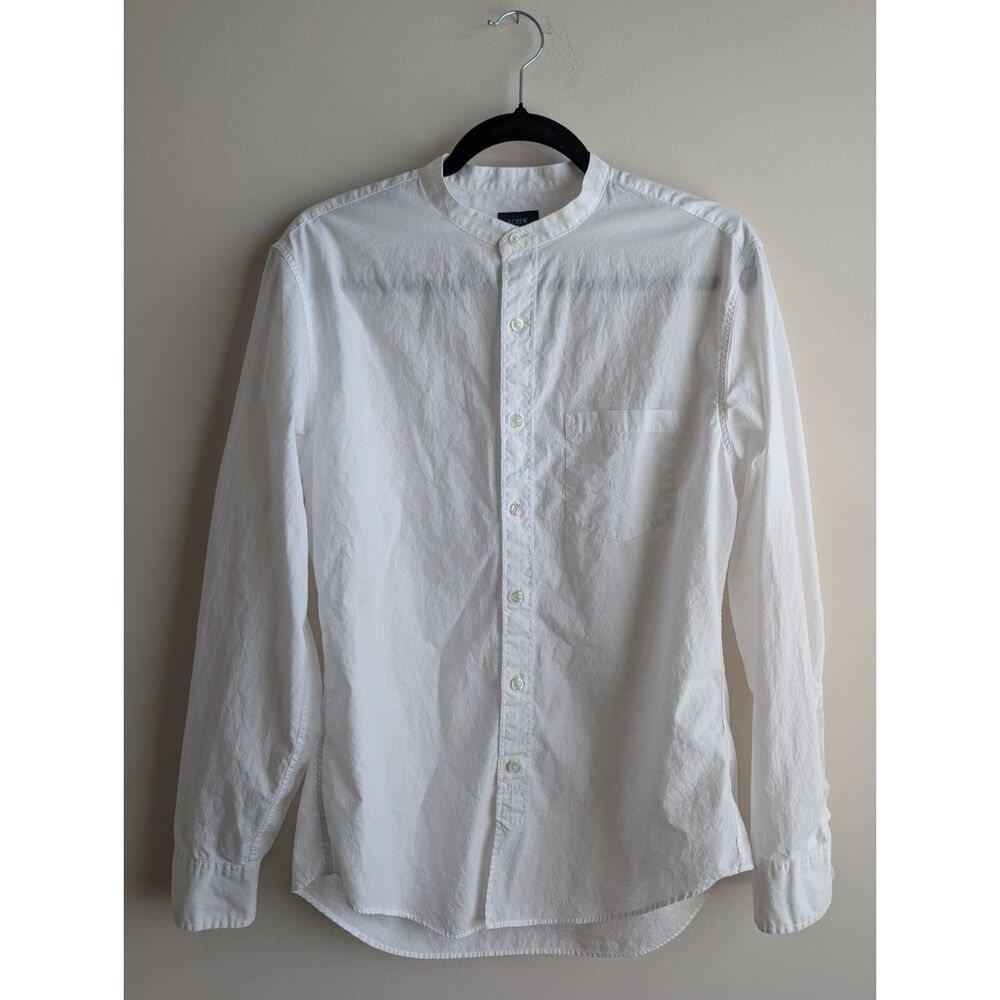 J. Crew women's M white band collar button down shirt long sleeve minimalist